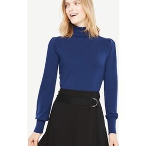 Ann Taylor blue Pointelle Turtleneck